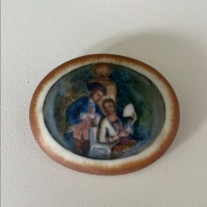 AS IS Elegant Art-Inspired Brooch with Blue and Brown Accents